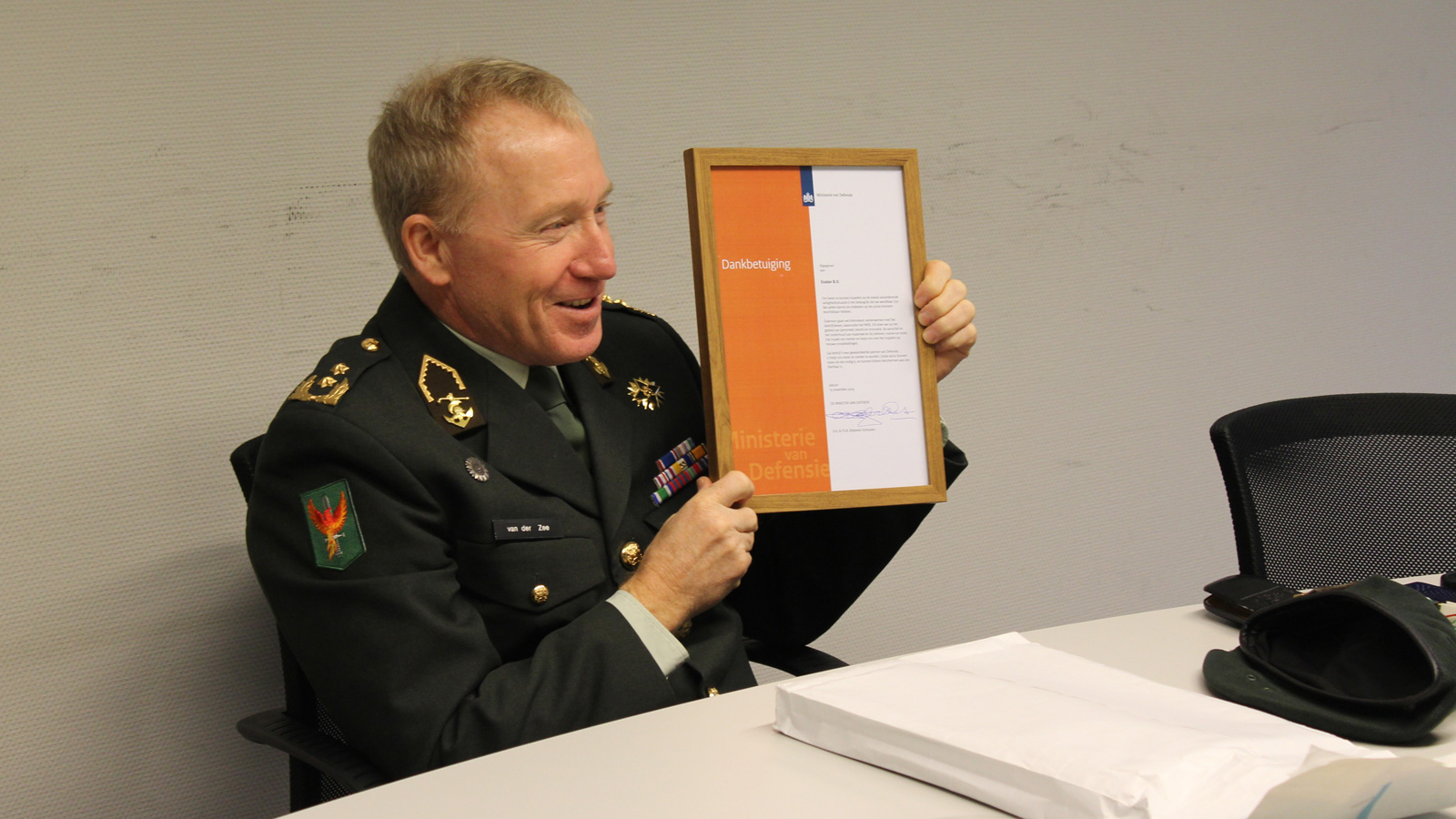 Evalan received an acknowledgement from the Minister of Defense Ank Bijleveld-Schouten
